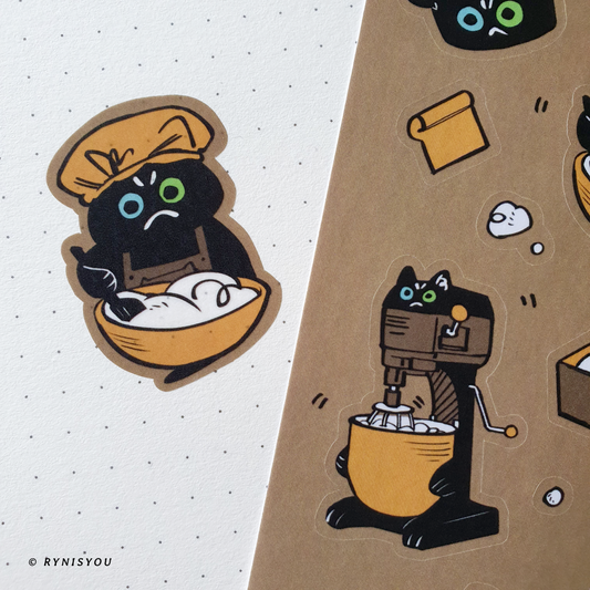 Bakery Cat ➊ Washi Sticker Sheet (A6)