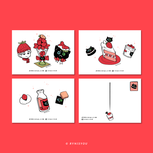 Strawberry Cat Postcard