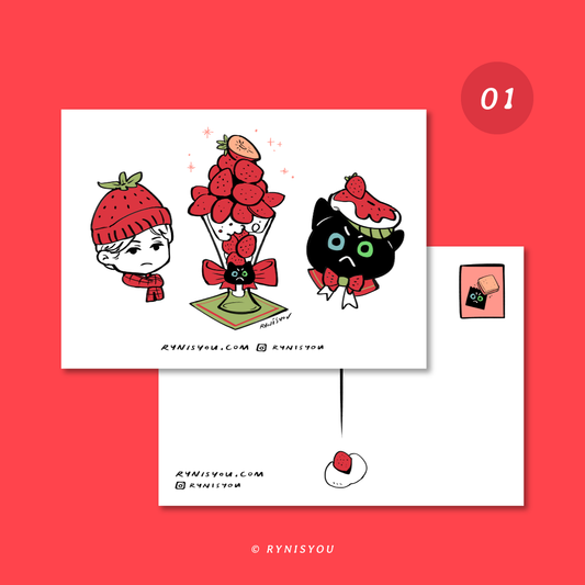 Strawberry Cat Postcard