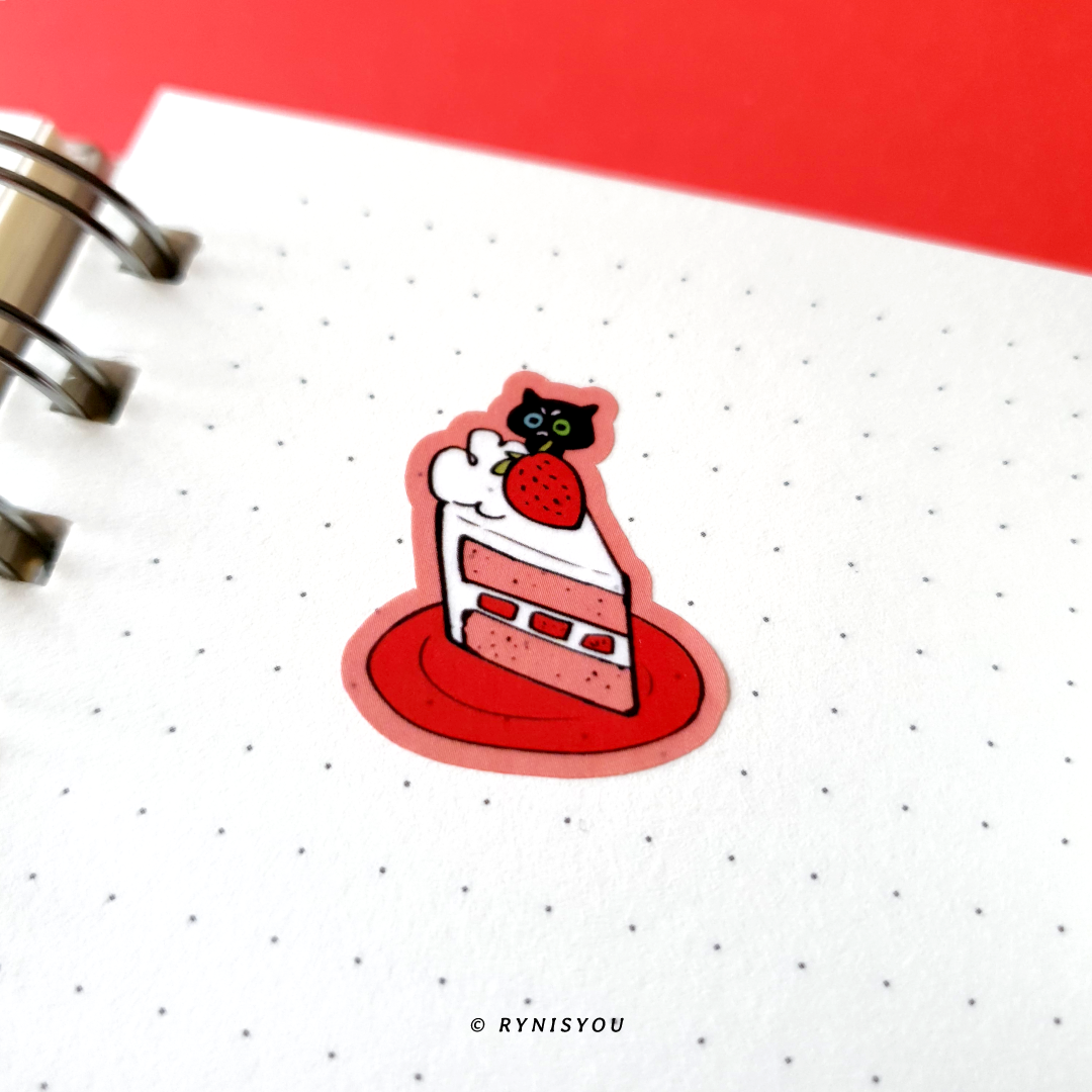 Strawberry Cat Washi Sticker Sheet - A6