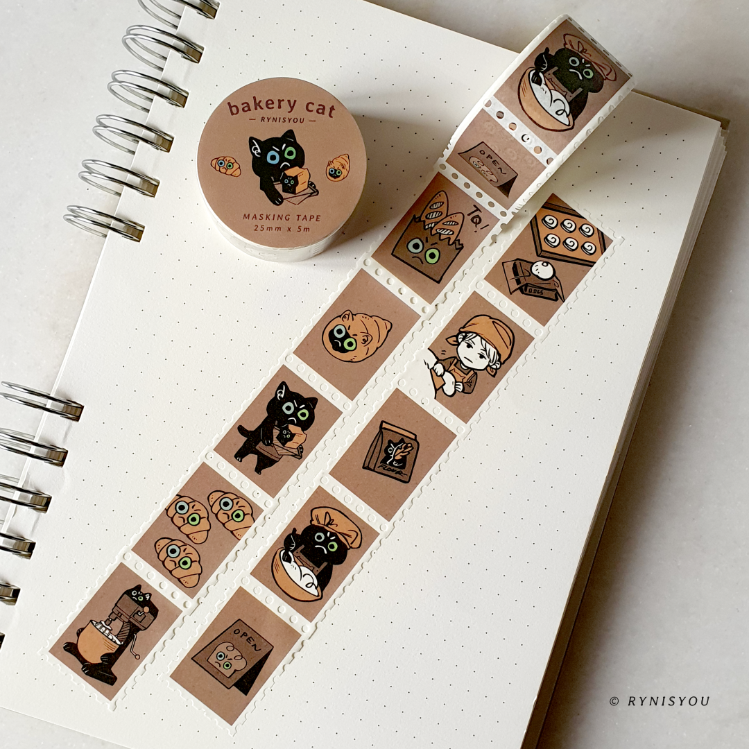 Bakery Cat Stamp Washi Tape