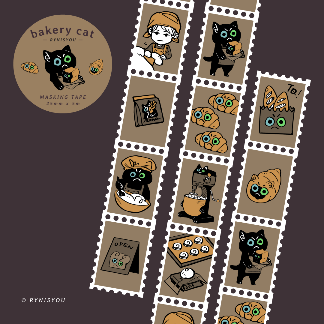 Bakery Cat Stamp Washi Tape