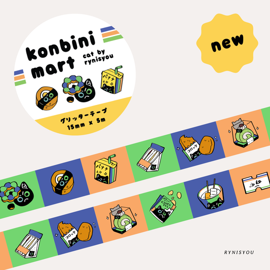 Konbini Mart Cat Glitter Tape