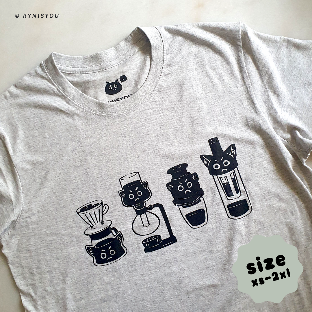 Barista Cat T-Shirt - Ash Grey