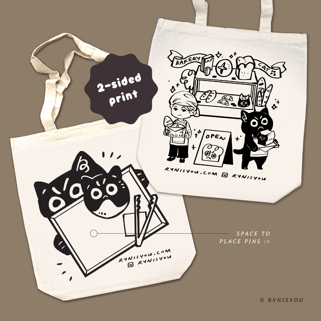 Bakery Cat Totebag - Off-White Canvas