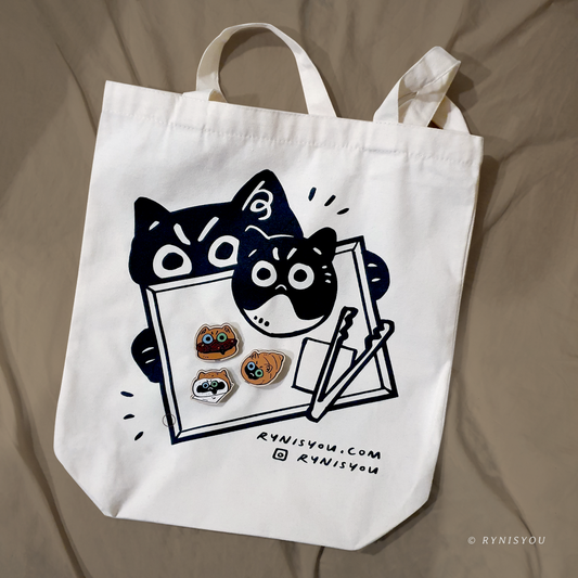 Bakery Cat Totebag - Off-White Canvas