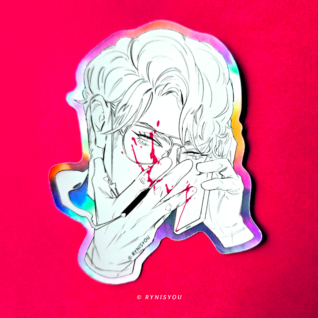 718 Holographic Vinyl Sticker (76mm / 3")