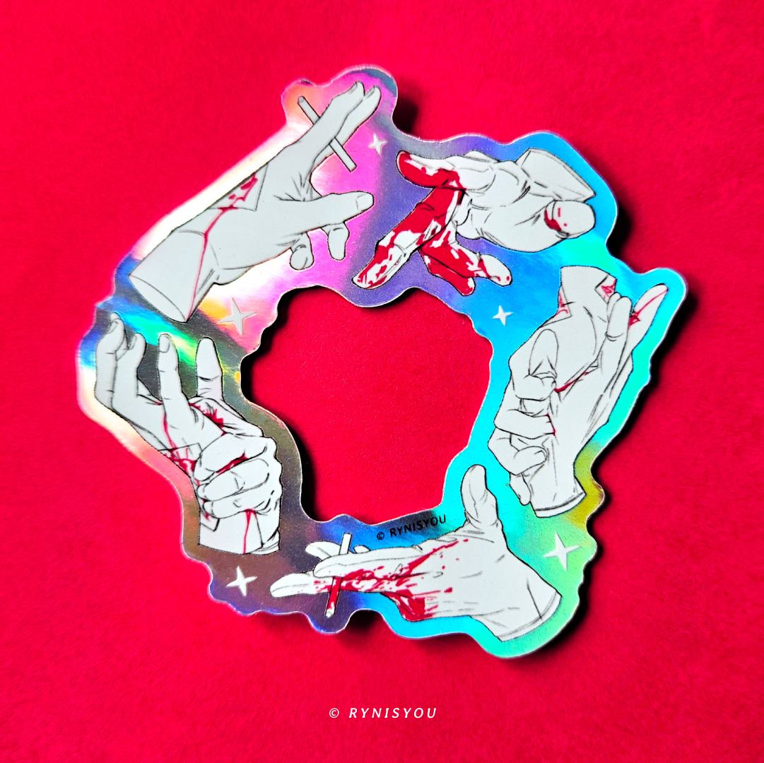 hand Wreath 2 Holographic Vinyl Sticker (76mm / 3")
