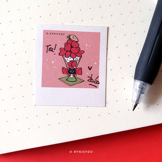 Strawberry Cat ② mini Polaroid Sticker Set