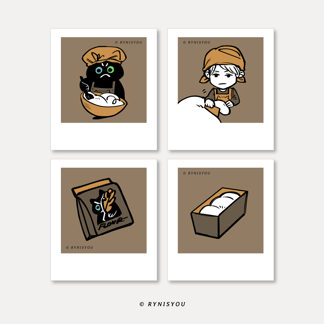 Bakery Cat ➊ mini Polaroid Sticker Set