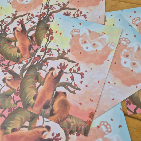 RED Panda Artprint Postcard