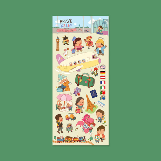 Sticker Sheet - Brave Katie Luggage Escape