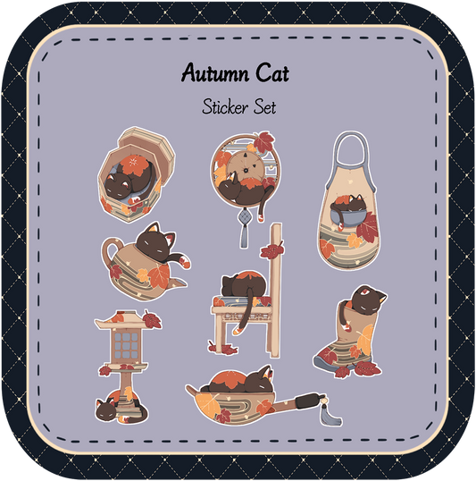 Autumn Cat Sticker Set