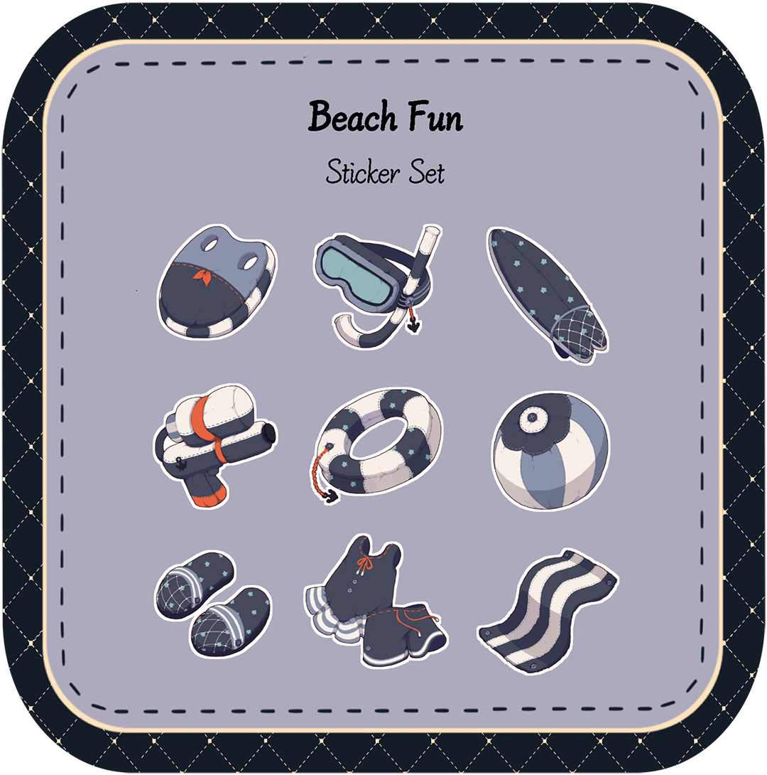 Beach Sticker Spicky Beach Fun Sticker Set – chub.my