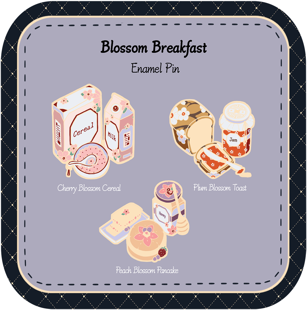 Blossom Breakfast Enamel Pin - Plum Blossom Toast