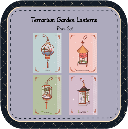 Garden Terrarium Lanterns Print Set