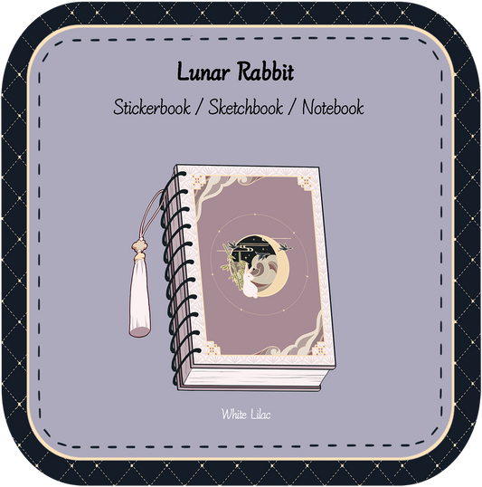 Lunar Rabbit A5 White Lilac Stickerbook | Sketchbook