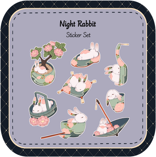 Night Rabbit Sticker Set