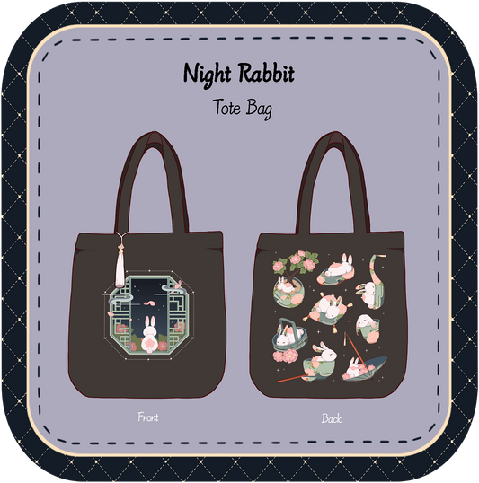 Night Rabbit Tote Bag