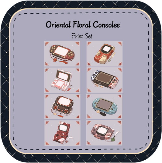 Oriental Floral Console Print Set