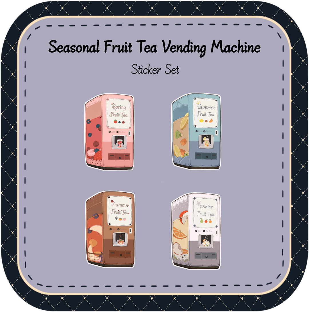 Seasonal Fruit Tea Vending Machine Sticker Set