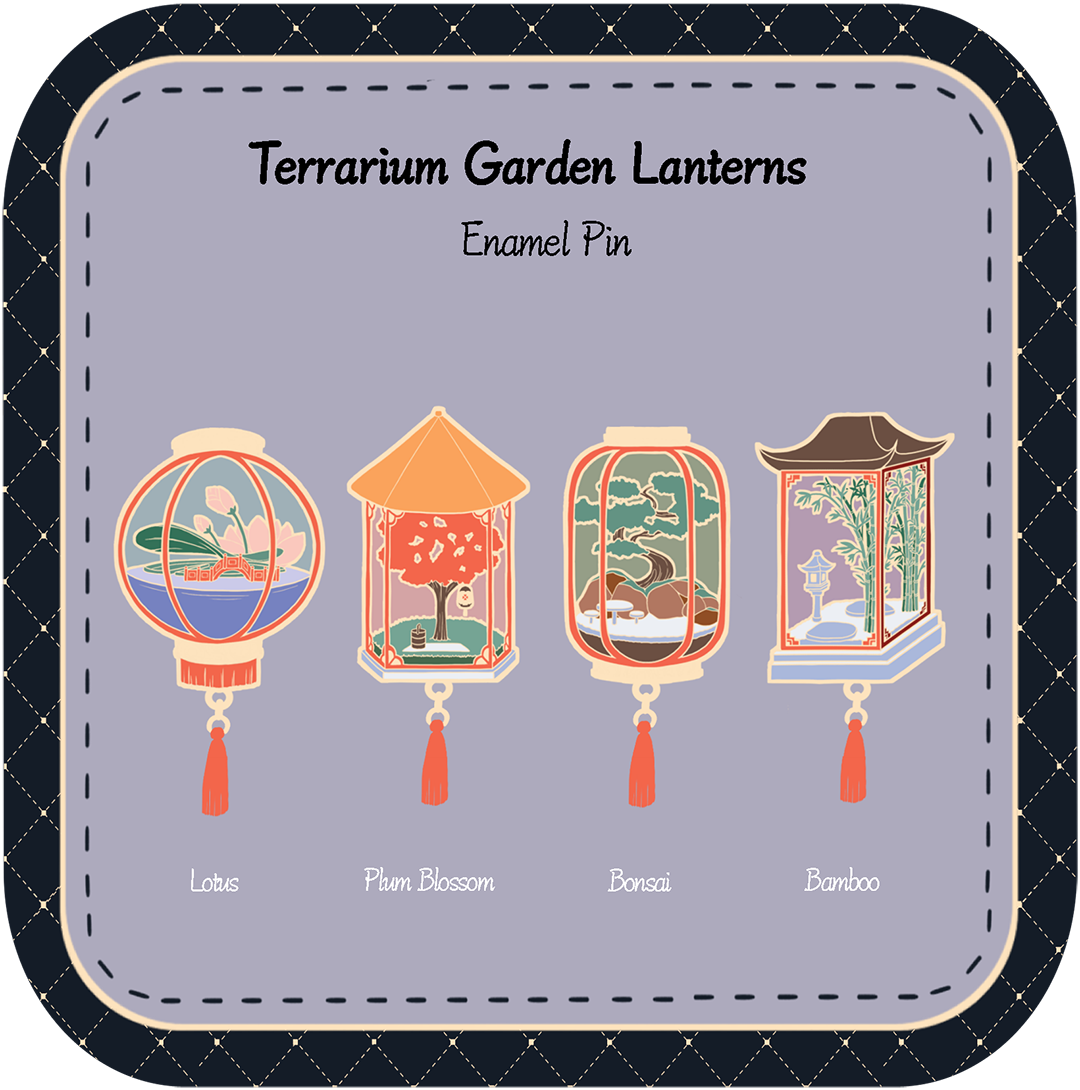 Terranium Garden Lanterns Enamel Pin - Bamboo