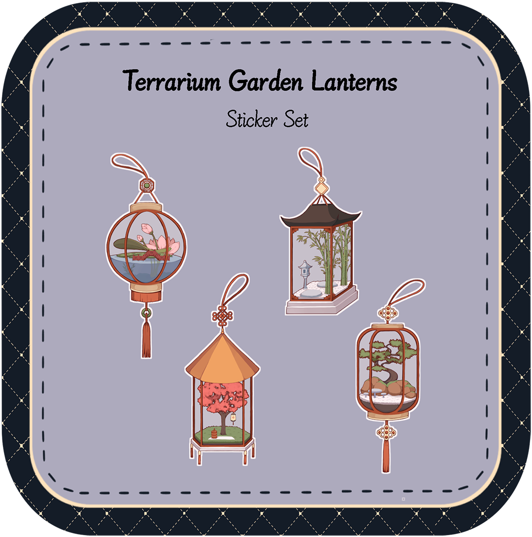Terrarium Garden Lanterns Sticker Set