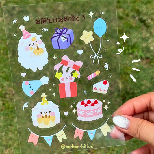 mehmeh | Transparent Sticker Sheet - Birthday