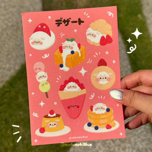 mehmeh | Glitter Sticker Sheet - Pink Dessert