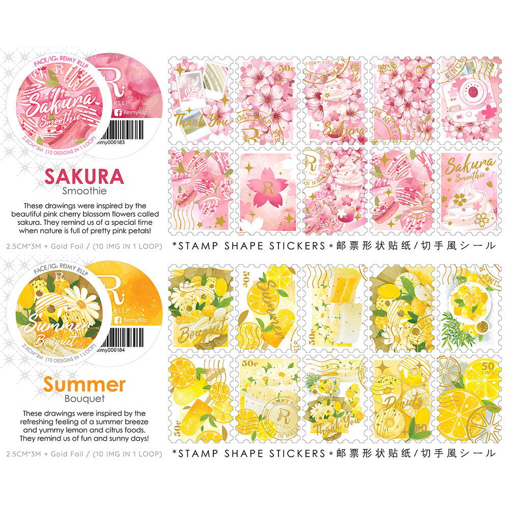 Gold Foil Stamp Washi // Summer Bouquet