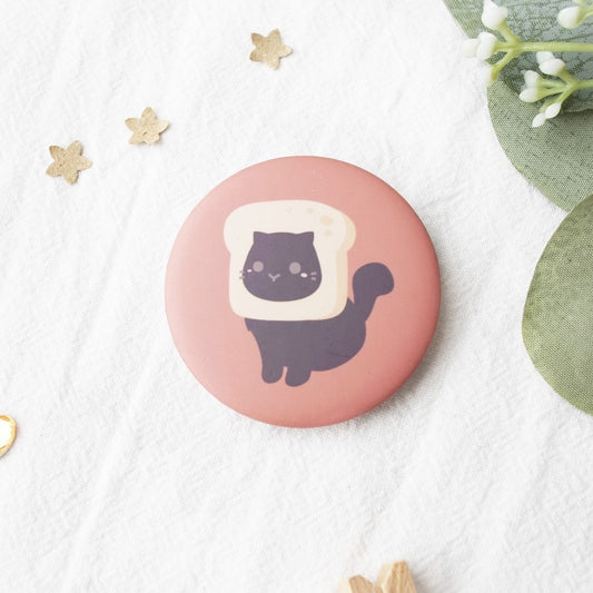 Black Bread Cat Button Badge