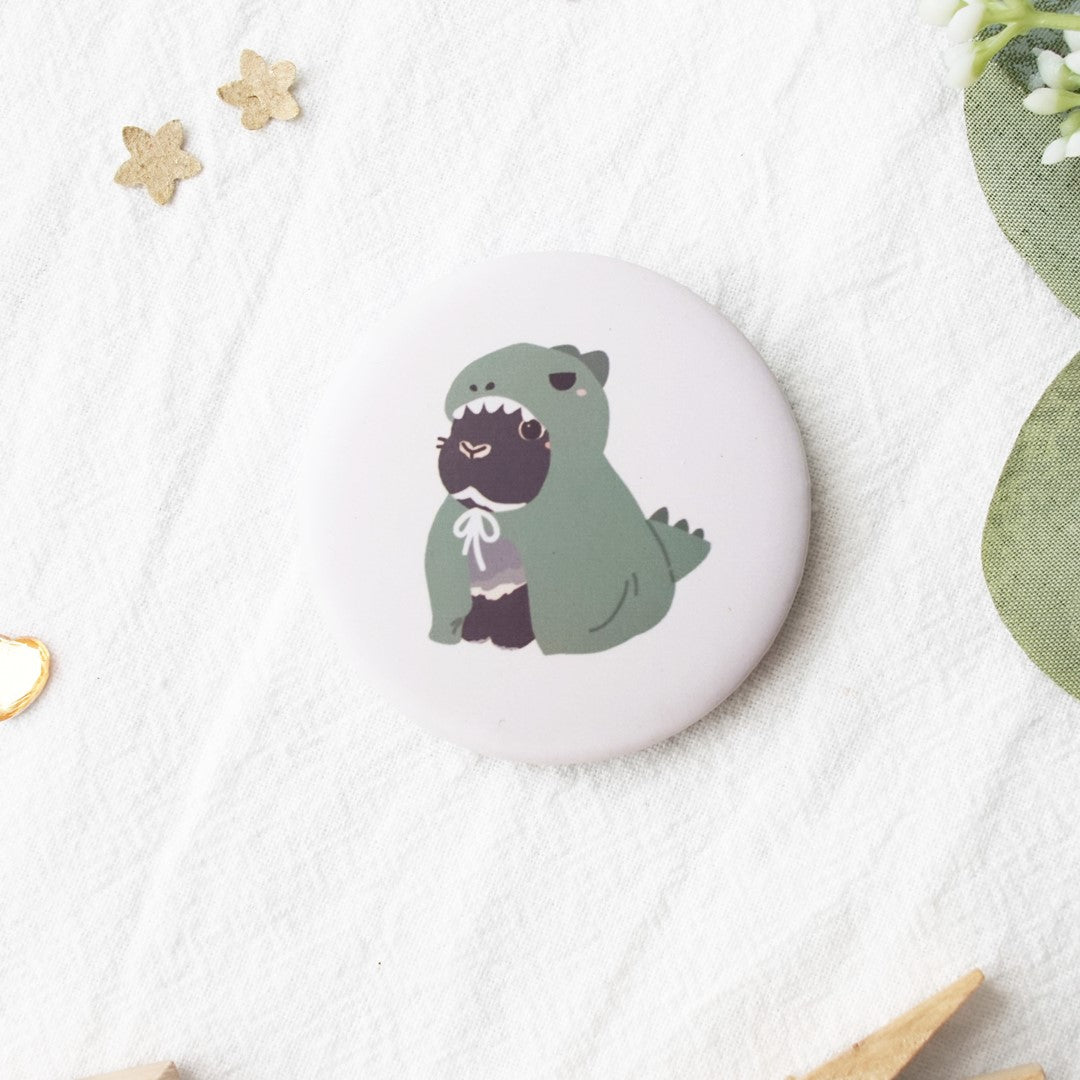 Dino Kurotta Bunny Button Badge