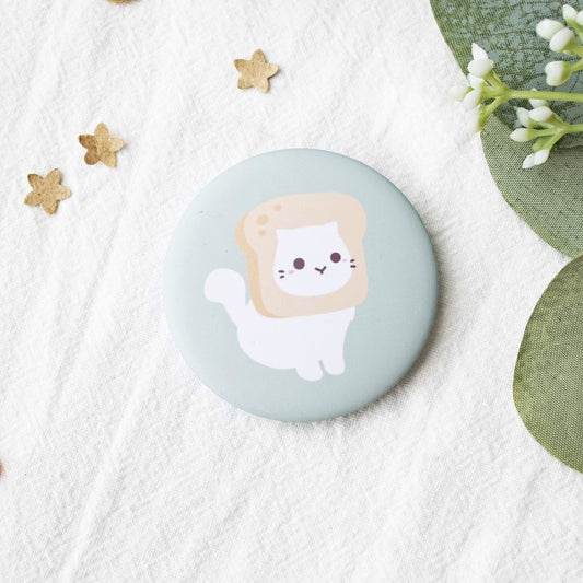 White Bread Cat Button Badge