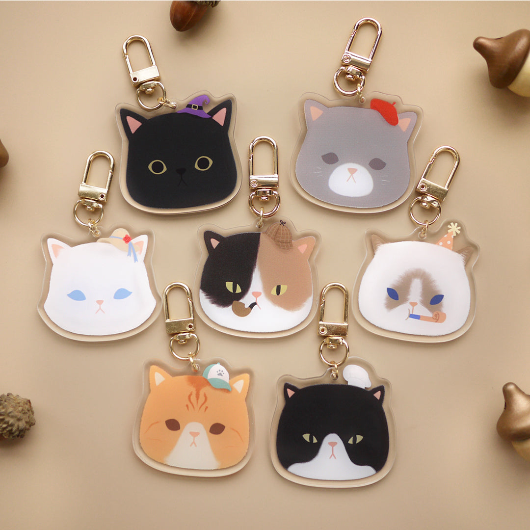 Cats in Hats Acrylic Keychain Charms [3 designs] – chub.my