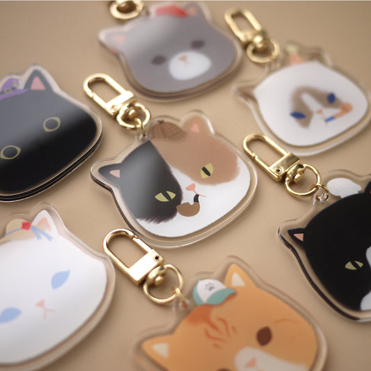 Cats in Hats Acrylic Keychain Charms [3 designs]