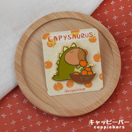 enamel pin - capysaurus