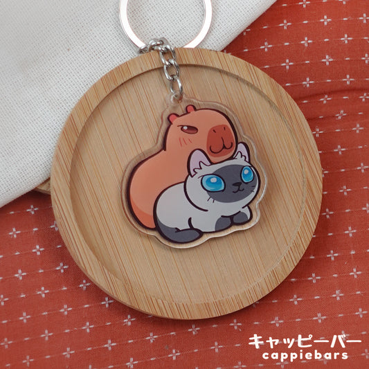 keychain - capy x siamese neko