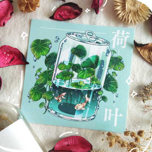 Cute Plant Cans - Lotus Leaf Art Print