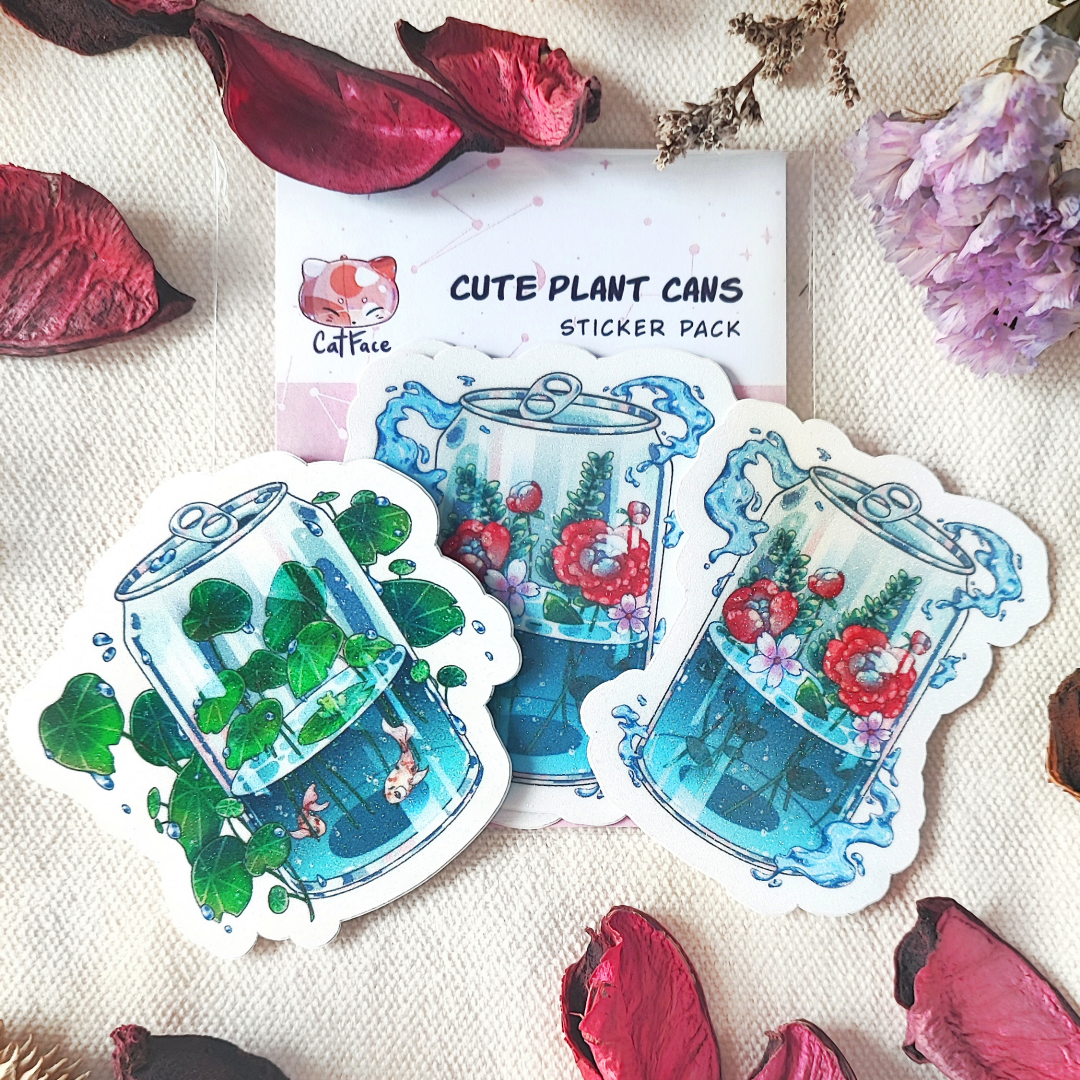 Can Collection Sticker Cute Plant Cans Sticker Set – chub.my