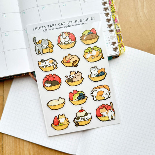 florencemomo Sticker Sheet | Fruit Tart Cat
