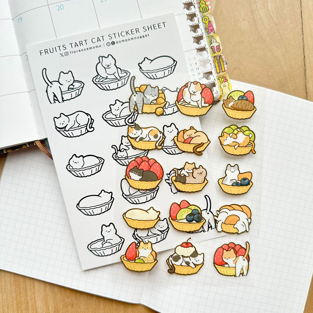 florencemomo Sticker Sheet | Fruit Tart Cat