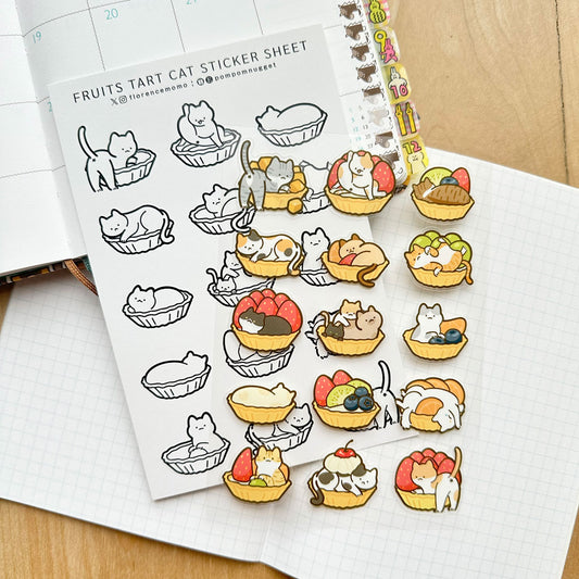 florencemomo Sticker Sheet | Fruit Tart Cat