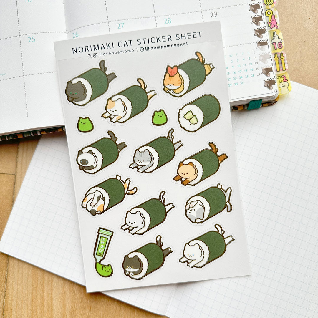 florencemomo Sticker Sheet | Norimaki Cat