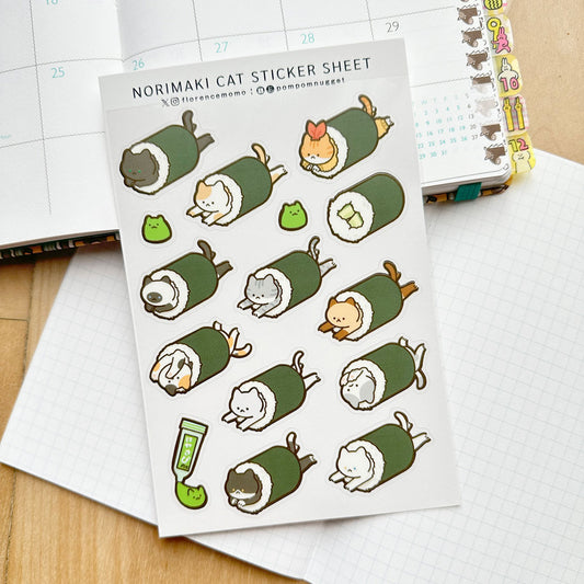 florencemomo Sticker Sheet | Norimaki Cat