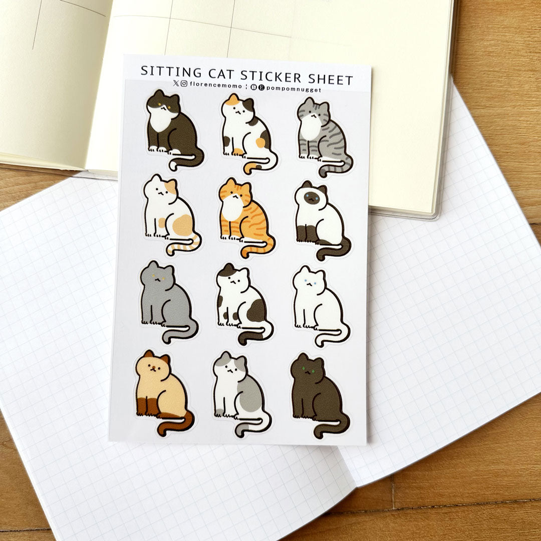 florencemomo Sticker Sheet | Sitting Cat