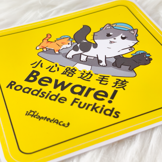 果醬日常 iAdoptedACat : Outdoor Car Sticker - Beware! Roadside Furkids
