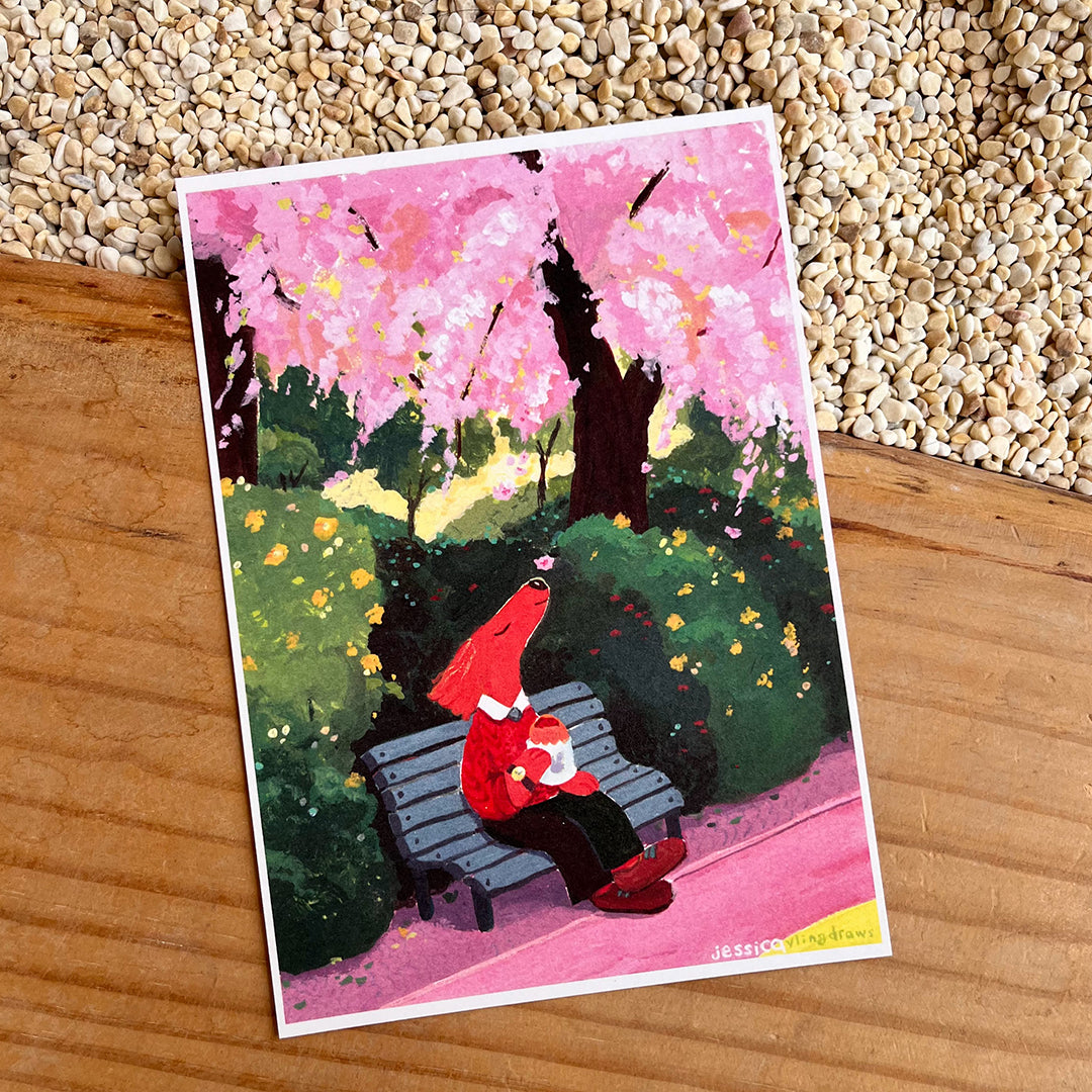 Cherry Blossom Dog | A4 Print