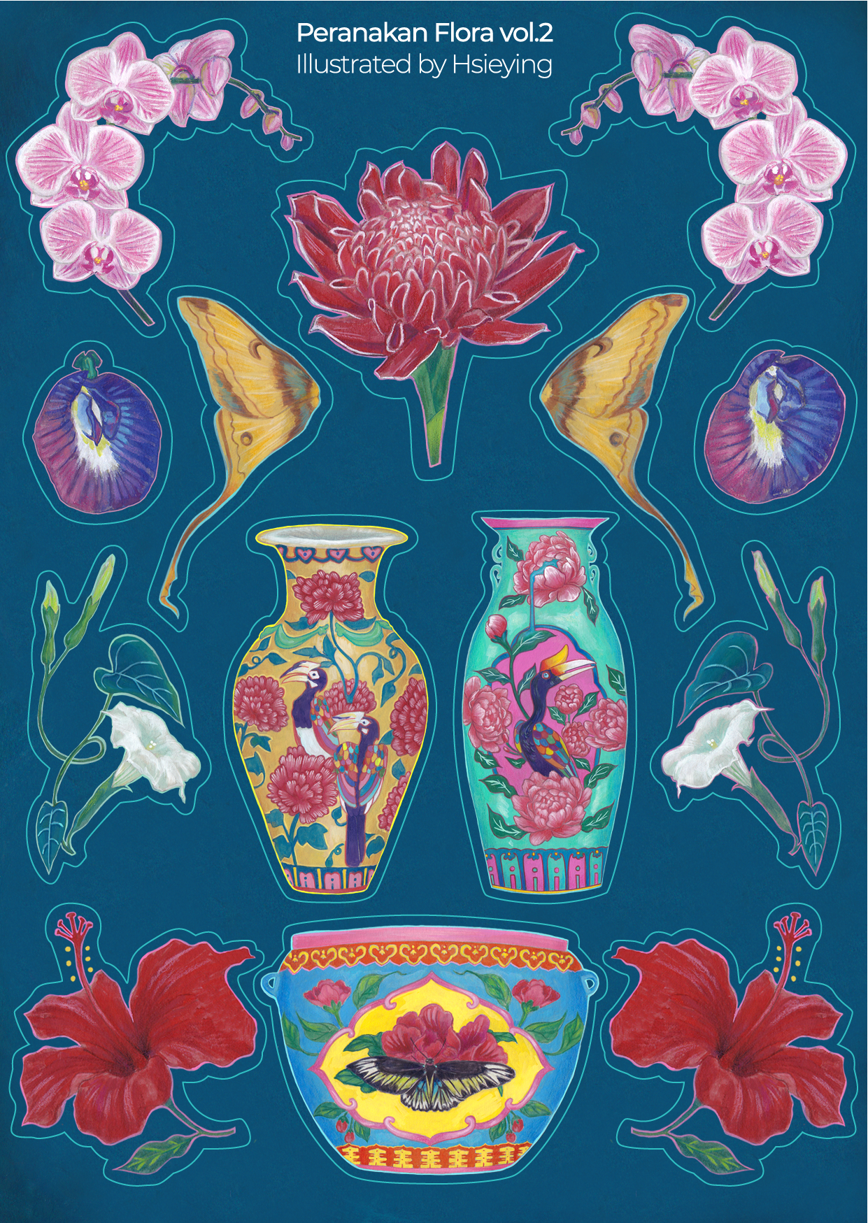 Peranakan flora sticker sheet vol.2