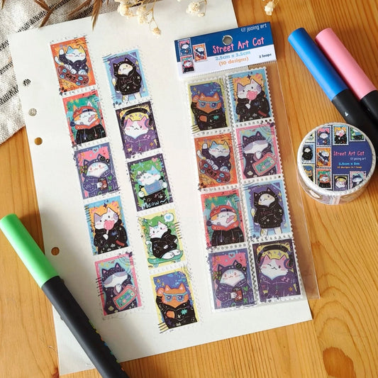 Stamp Washi Tape - Street Art Cat