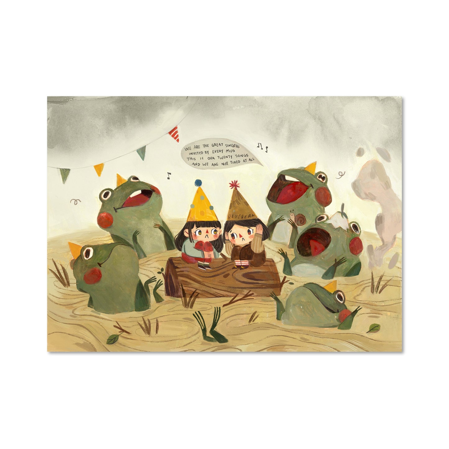 BlueBean Frogs Concert Illustration / Art Print